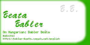 beata babler business card